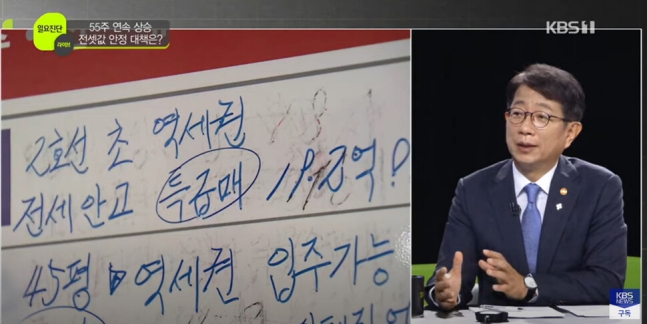 박상우 국토교통부 장관. 한국방송(KBS) 갈무리