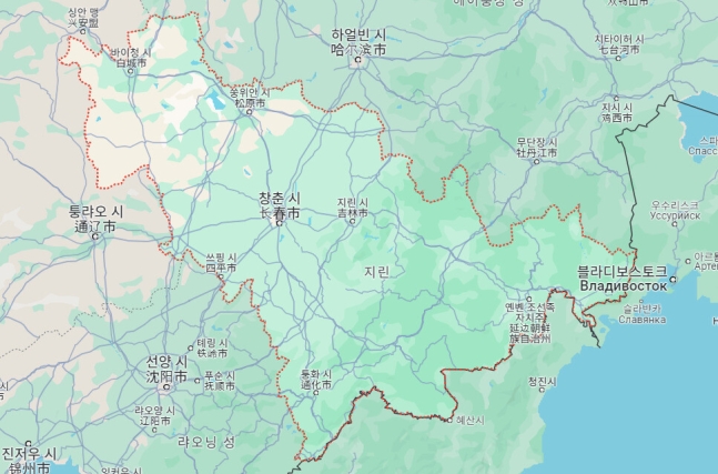 중국 지린성 위치. 구글 지도 갈무리