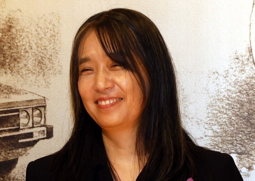 Author Han Kang at the 18th Ponijung Innovation Award Ceremony held at the Pony Chung Hall, I-Park Tower in Gangnam, Seoul, on the 17th. Photo by Joint Photographic Coverage