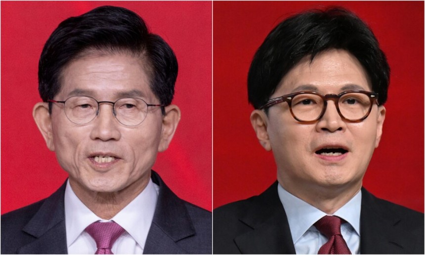 국민의힘 대선 경선 후보 김문수, 한동훈. 국회사진기자단