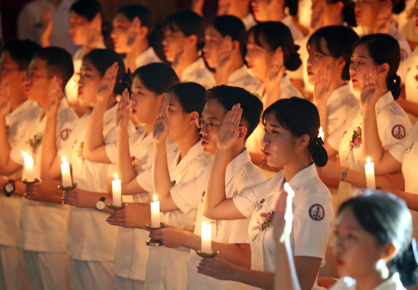 2019년 8월28일에 열린 국군간호사관학교 나이팅게일 선서식.연합뉴스