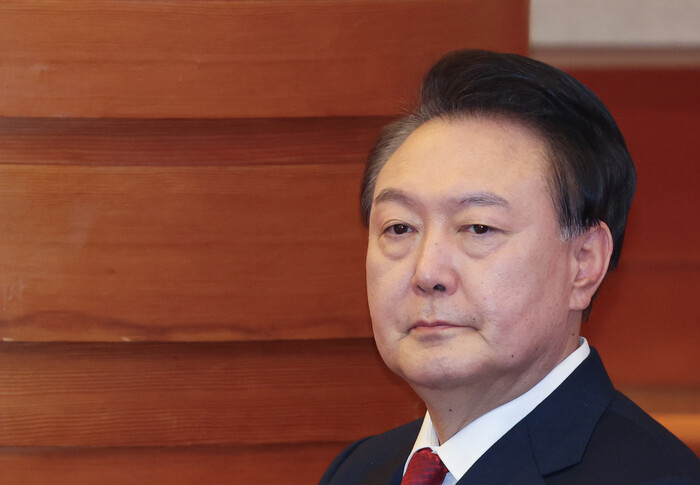 윤석열 전 대통령이 지난 1월 서울 종로구 헌법재판소에서 열린 탄핵심판 3차 변론에 출석하고 있다.연합뉴스
