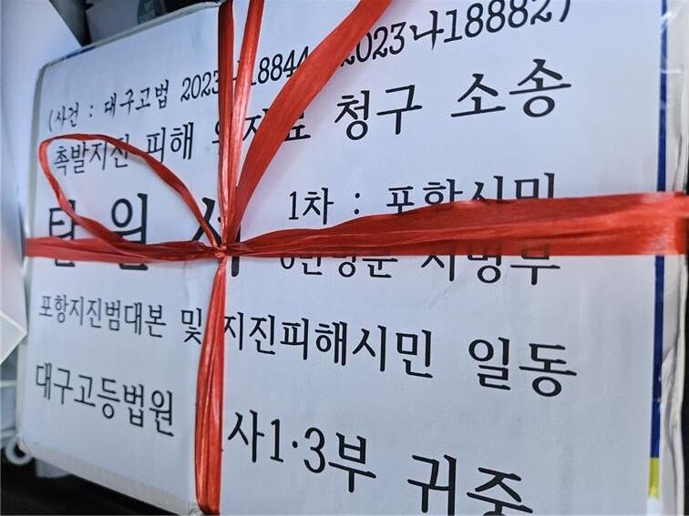 포항지진범시민대책본부가 시민 6만여명과 5만여명의 탄원서를 각각 대구고법에 제출했다.포항지진범시민대책본부 제공
