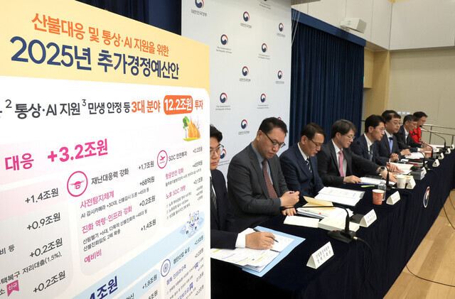 김윤상 기획재정부 2차관이 지난달 17일 정부세종청사 민원동 공용 브리핑실에서 2025년 추가경정예산안 상세 브리핑을 하고 있다. 연합뉴스