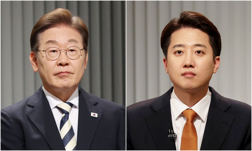 이재명 더불어민주당 대통령 후보(왼쪽)와 이준석 개혁신당 후보. 국회사진기자단