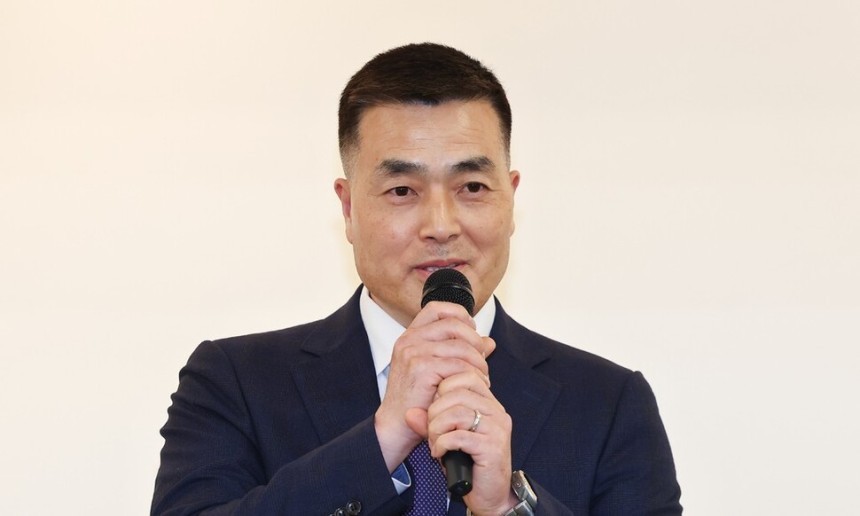 박정훈 전 해병대 수사단장(대령)이 12일 서울 중구 새길기독사회문화원에서 열린 제21회 박종철 인권상 시상식에서 격려사를 하고 있다. 연합뉴스