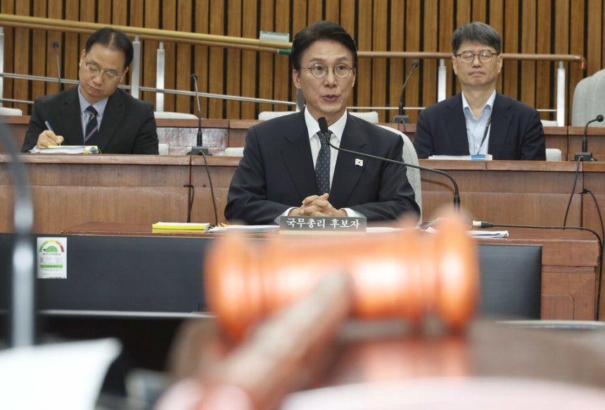 김민석 국무총리 후보자가 24일 서울 여의도 국회에서 열린 인사청문회에서 의원들의 질문에 답변하고 있다. 윤운식 선임기자 yws@hani.co.kr