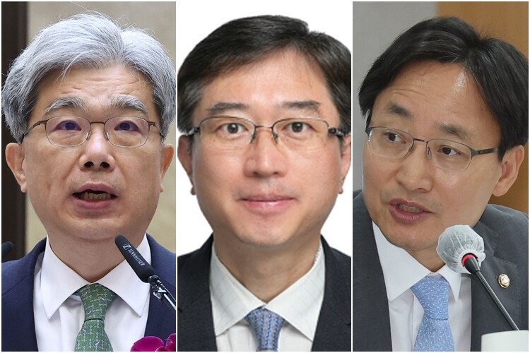 김상환 헌법재판소장 후보자, 오영준 헌법재판관 후보자, 임광현 국세청장 후보자. 연합뉴스&#160;
