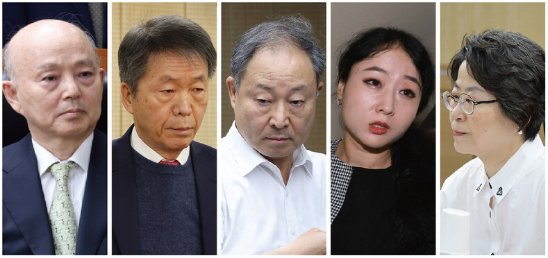 ‘인권위 바로잡기 공동행동’이 내란 특검에 고발할 예정인 인권위원들. 모두 지난 2월10일 ‘윤석열 방어권 보장권고안’에 찬성한 이들이다. 왼쪽부터 안창호 위원장, 김용원 상임위원, 한석훈·이한별·강정혜 위원. 김영