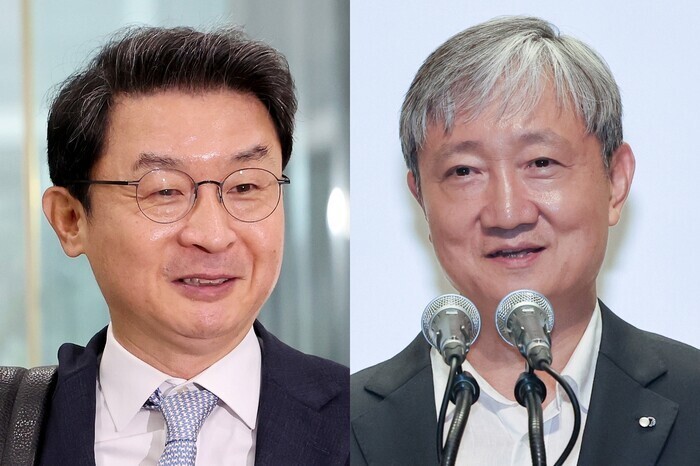 이억원 금융위원장 후보자(왼쪽)와 이찬진 신임 금융감독원장. 연합뉴스