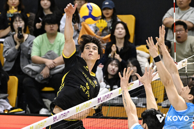 KB손해보험, 대한항공 꺾고 첫 승리…‘이적생’ 임성진 MVP