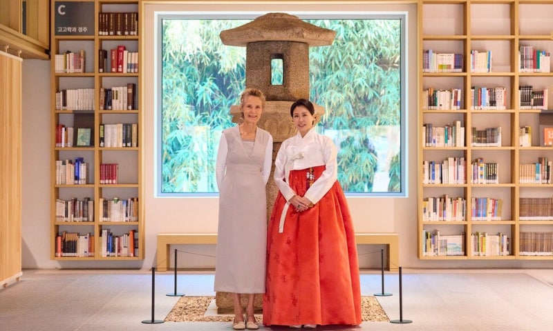 <b>김혜경 여사</b>, <b>캐나다 총리 부인</b> 환담…“다음엔 직접 요리해드리겠다”