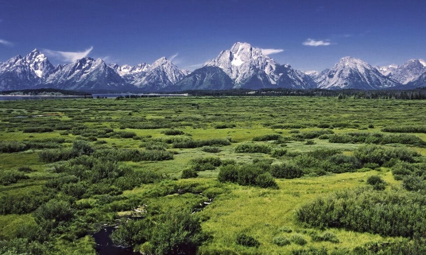 텅 빈 경관은 결핍의 전달자가 아니라, 땅끝까지의 무한한 거리를 일깨워주는 역동의 행위자다.<BR> 미국 와이오밍주의 광활한 풍경. 위키미디어 코먼스