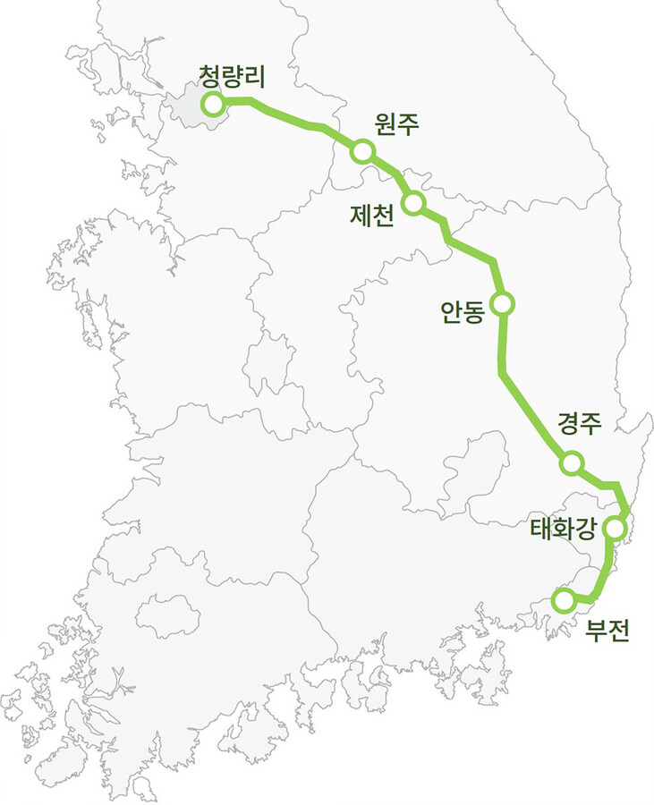 케이티엑스-이음 노선도.한국철도공사 제공