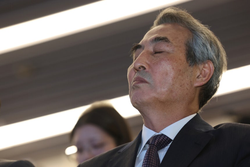 민중기 특별검사가 29일 서울 종로구 케이티(KT)광화문빌딩 웨스트 브리핑실에서 열린 최종 브리핑에 참석해 있다.연합뉴스