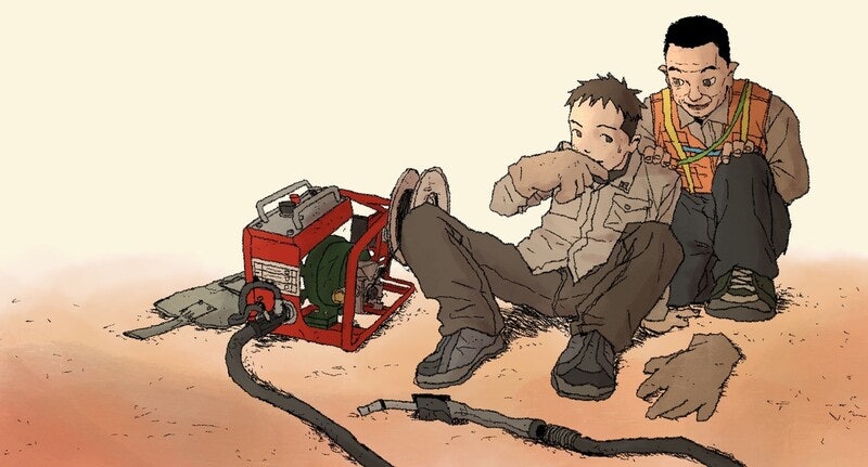 용접 입사 첫주…현관에서 곯아떨어졌다