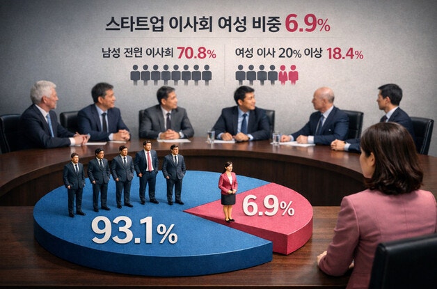 국내 스타트업 이사회, 여성 비중 6.9% 그쳐…“남성 중심 여전”