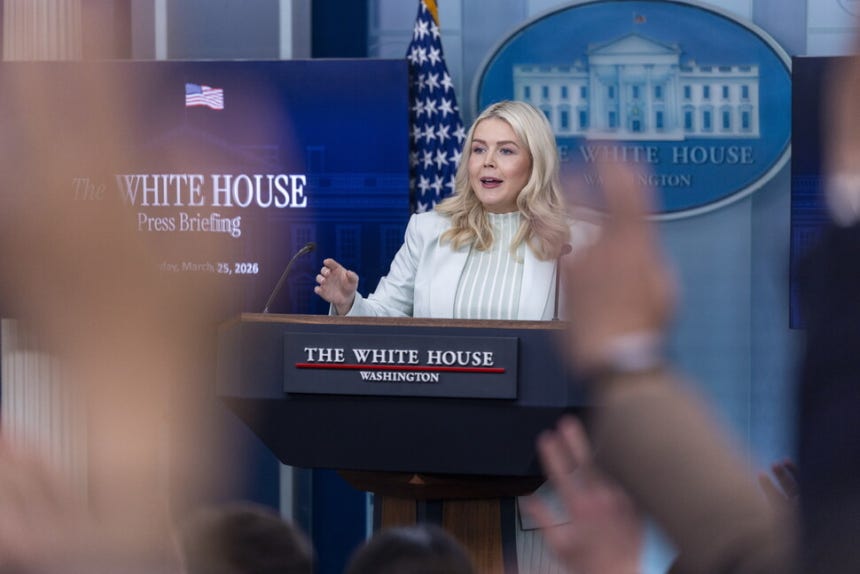 캐럴라인 레빗 백악관 대변인이 25일(현지시각) 미국 워싱턴 백악관에서 열린 일일 브리핑에서 취재진의 질문에 답하고 있다.워싱턴/EPA 연합뉴스