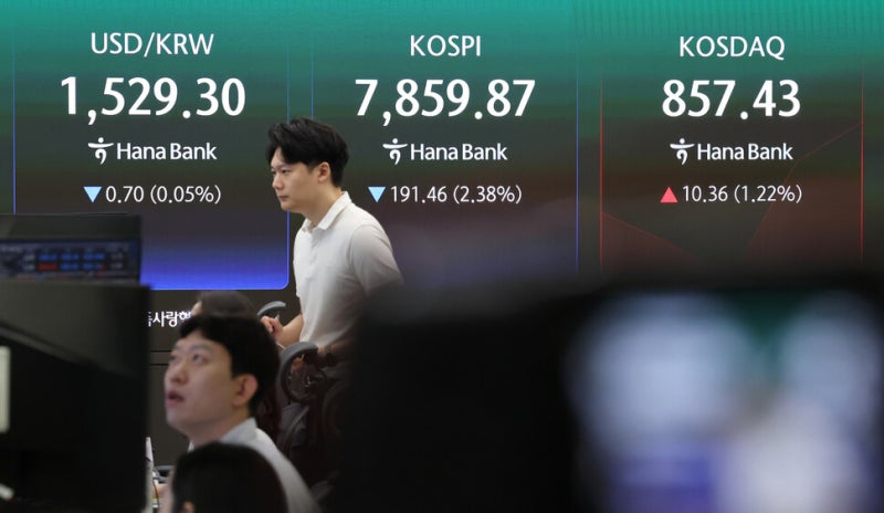 코스피, ‘매도 사이드카’ 발동…5%대 급락 7500선