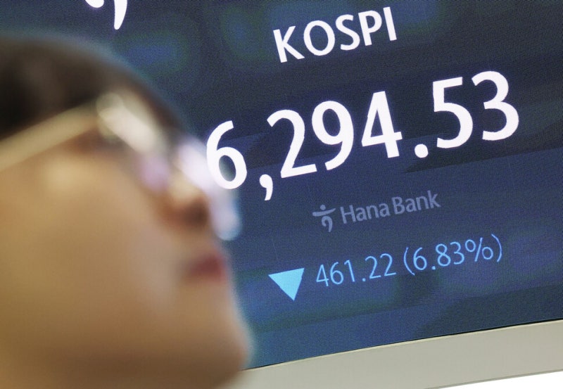 코스피 8%대 급락…<b>사이드카</b> 이어 <b>서킷브레이커</b> 발동