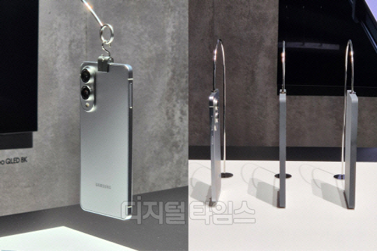 올 1월 미국 새너제이 SAP 센터에서 열린 갤럭시 언팩 2025에서 전시된 갤럭시 S25 엣지.유진아 기자 
