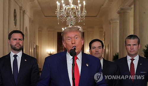 이란 공습 후 대국민 연설을 하는 도널드 트럼프 미 대통령. 로이터 연합뉴스