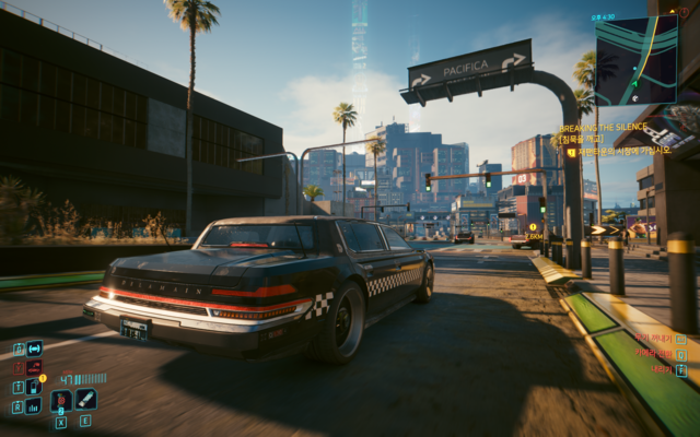 사이버펑크 2077 플레이 화면.