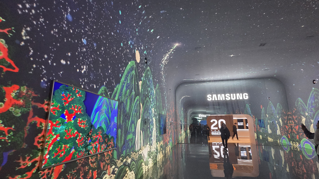 미국 라스베이거스 윈 호텔에 5일(현지시간) 마련된 삼성전자 단독 전시관 입구.장우진 기자