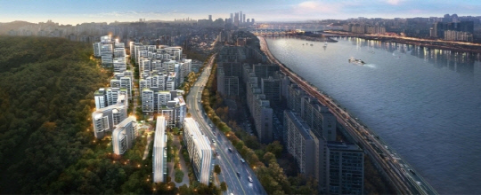 서울 동작구 흑석11구역‘흑석 써밋더힐’이 역대 최고 분양가로 다음달 시장에 나온다.종전 최고 기록인‘반포 래미안 트리니원’과 비교해도 높은 가격이다.사진은‘흑석 써밋더힐’조감도.[대우건설 제공]