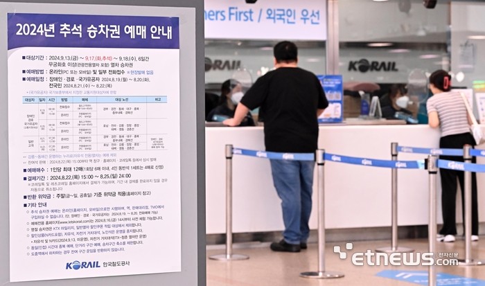 코레일 21일부터 전국민 대상 <b>추석 열차표 예매</b>