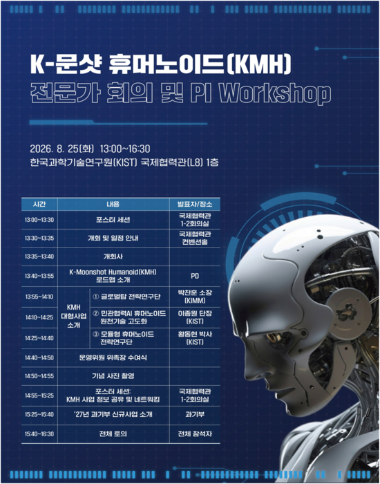 과학기술정보통신부가 25일 서울 성북구 한국과학기술연구원(KIST)에서 'K-문샷' 프로젝트 인공지능(AI) 휴머노이드 미션 로드맵 수립을 위한 전문가 간담회를 개최했다.(사진-과학기술정보통신부)