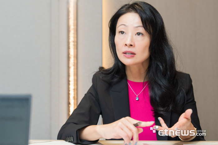 인희 조 수 나이언틱 스페이셜 최고경영자(CEO)가 전자신문과 인터뷰하고 있다. ⓒ나이언틱