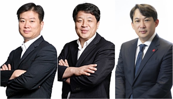 (From left) Song Man-jun, CEO of E-Mart 24, Kim Hong-geuk, CEO of Shinsegae International's Beauty & Life Division, and CEO of Chosun Hotel & Resort. [Photo=Shinsegae Group]