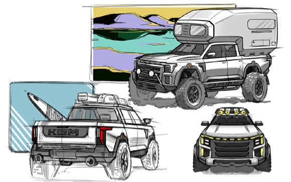 KGM 픽업트럭 브랜드 '무쏘' 라인업 스케치. [사진=KG모빌리티]