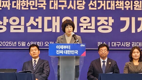 민주당 대구 선대위 상임선대위원장을 맡은 최연희 전 의원이 인사말을 하고 있다 [사진=민주당 대구시당]
