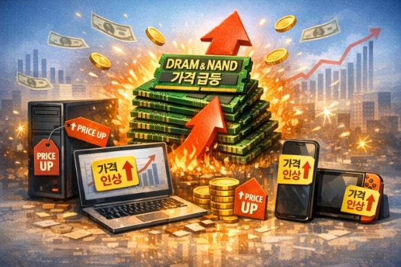 메모리 가격이 오르면서 노트북,스마트폰,게임기 가격도 덩달아 오르고 있다.[사진=챗GPT로 그린 그림]