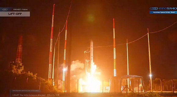 이노스페이스의 한빛-나노가 23일 브라질 현지에서 발사되고 있다.[사진=이노스페이스]