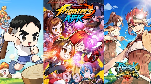 최근 국내 게임사들이 침체된 모바일 게임 시장의 대안으로 방치형 RPG 장르에 도전하고 있다.왼쪽부터 올해 출시된 국내 방치형 RPG 신작 '메이플 키우기(넥슨)','킹 오브 파이터즈 AFK(넷마블)','라그나
