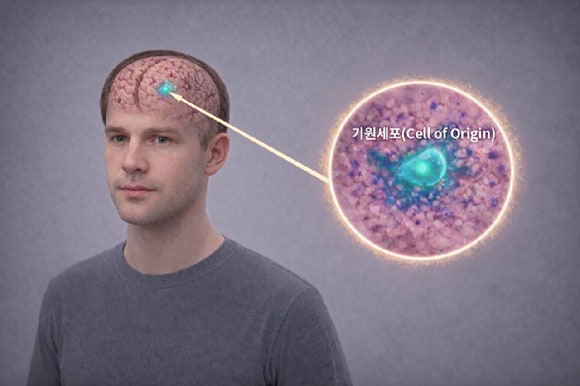 국내 연구팀이 뇌속 난치성 뇌종양 기원세포을 찾아냈다(AI생성 이미지).[사진=KAIST]