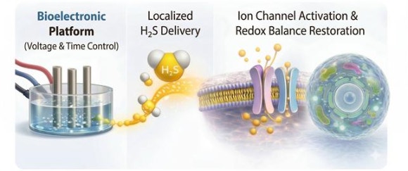 KAIST 연구팀이 황화수소의 생성과 전달을 원하는 시간과 위치에서 정밀하게 조절할 수 있는 전기화학 기반‘황화수소 전달 바이오전자 플랫폼’을 개발했다.[사진=KAIST]