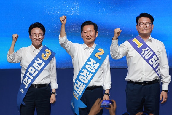 金 "광주는 제 영혼" 鄭 "<b>호남</b>의 사위" 宋 "<b>호남</b>의 아들"