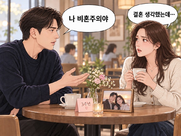결혼을 생각하고 3년을 만난 남자친구가 '비혼주의'라고 고백하자 배신감을 느낀다는 여성의 사연이 알려졌다.그림은 챗GPT로 생성한 인공지능(AI) 이미지.[이미지=챗GPT]