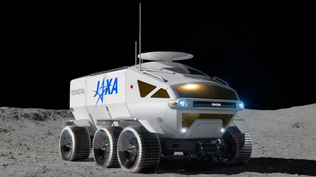 도요타와 일본 우주항공연구개발기구(JAXA) 등이 개발 중인 월면차 ‘루나 크루저’가 달에서 주행하는 상상도. 도요타 제공