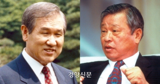 노태우 전 대통령(왼쪽), 최종현 SK그룹 선대 회장. 경향신문 자료사진
