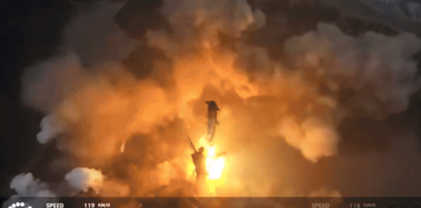 인류 최대·최강 로켓인 스페이스X의 ‘스타십’이 6일 오전 7시50분(한국시간 오후 9시50분) 미국 텍사스주 보카치카에 있는 스타베이스 발사장에서 이륙하고 있다. 스페이스X SNS
