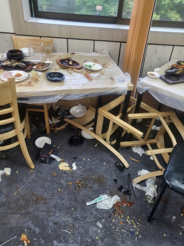 안양시의회 국민의힘 의원들이 식사한 안양의 한 식당 모습. 중부일보 제공