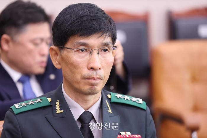 임기훈 전 대통령실 국방비서관이 지난 6월21일 국회에서 열린 ‘순직 해병 진상규명 방해 및 사건 은폐 등의 진상규명을 위한 특별검사 임명법’(채상병 특검법)에 대한 입법청문회에 참석해 있다. 성동훈 기자