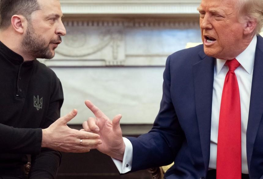 美國總統唐納德·特朗普（Donald Trump）和博洛迪米爾·杰倫斯基烏克蘭（Bolodimir Jellensky Ukrainian）總統烏克蘭在上個月在白宮辦公室舉行的峰會上發表了聲音。法新社Yonhap新聞