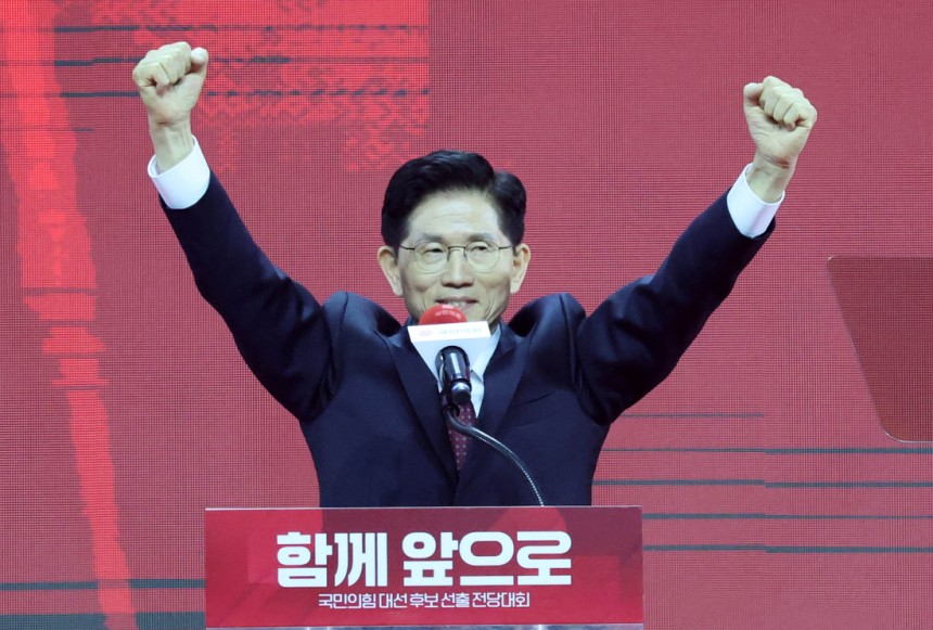 국민의힘 대선 후보에 선출된 김문수 후보가 3일 고양 킨텍스에서 열린 제5차전당대회에 수락연설을 하고 있다. 박민규 선임기자