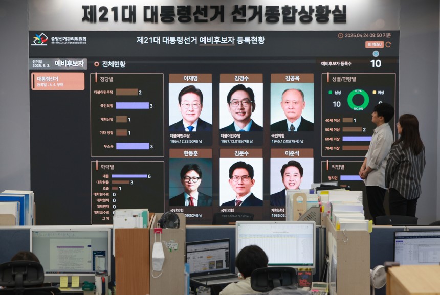 중앙선거관리위원회가 경기 과천시 선관위 과천청사에 제21대 대통령 선거 종합상황실을 마련했다. 중앙선거관리위원회 제공